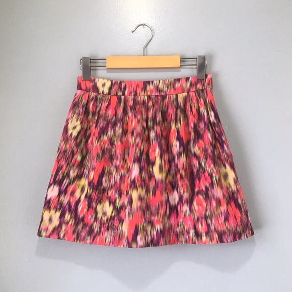Zara Trafaluc Pink Floral Blur Ikat Patterned Skirt - Picture 1 of 8